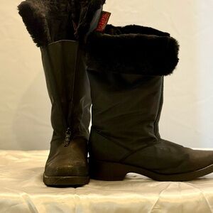 totes Black Faux Fur Winter Boots